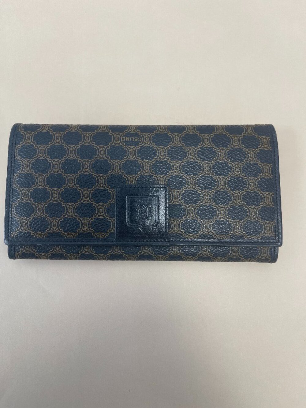 CELINE Vintage Macadam Canvas and Leather Long Wallet w/ Kisslock - Preowned